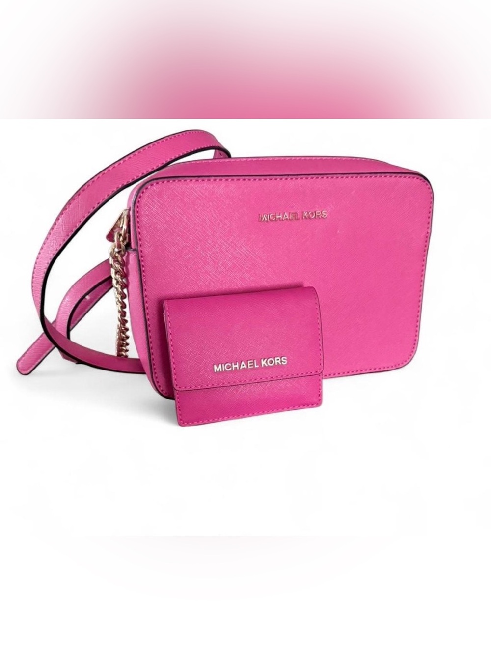 Michael Kors Hot Pink Crossbody Camera Bag with Wallet